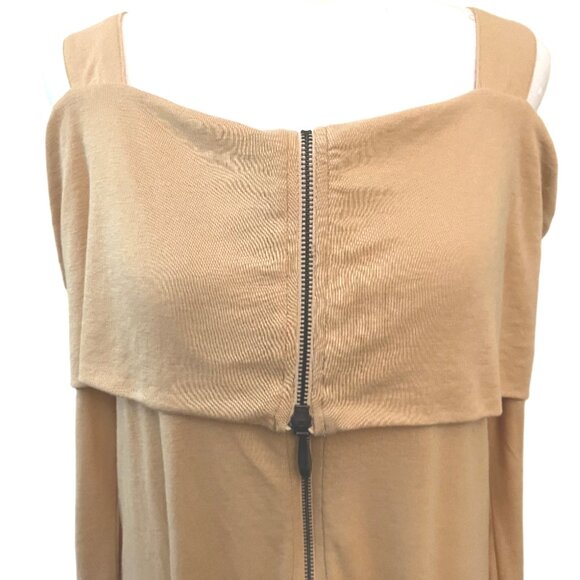 Soft Surrounding Golden Yellow Cold Shoulder Long sleeve Front Zip Top Size XS - Picture 4 of 9